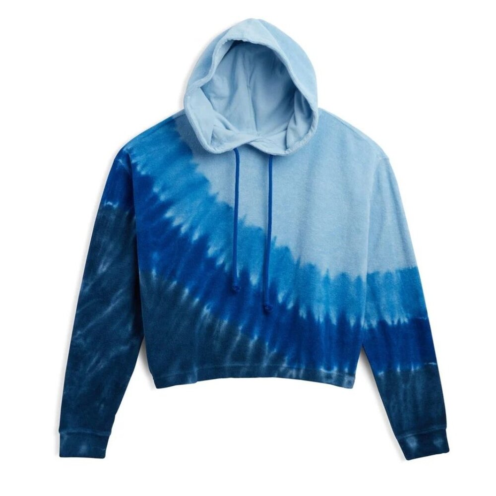 Tomboyx NWOT Terry Rec Hoodie Blue Tie Dye ombré Crop Size XL